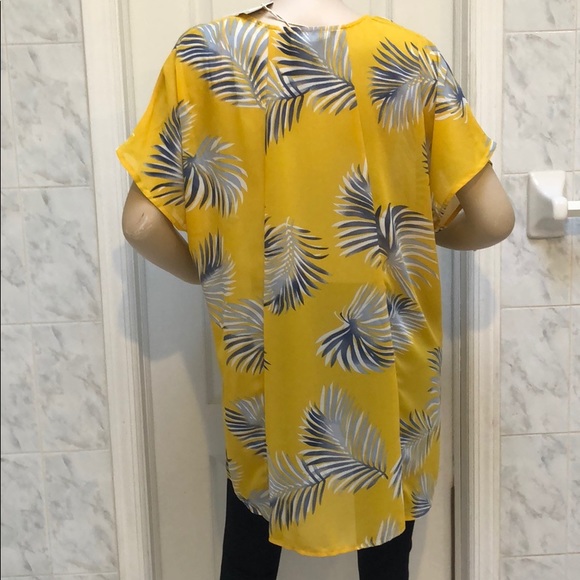 YELLOW WITH LEAVES TUNIC TOP - Picture 7 of 8